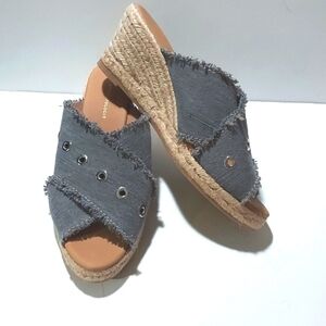 Anthropologie Grommet Wedge Sandals Jute Eapadrille Criss Cross Blue Size 40 (9)